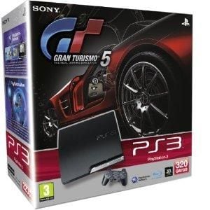 PS3 Slim 320GB + Gran Turismo 5 - Sony Playstation 3 konsol ( brugt, god stand)