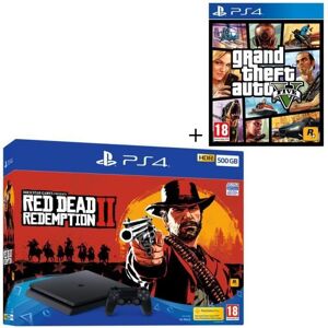(brugt) PlayStation 4 Slim + GTA5+ Red Dead 2 PS4