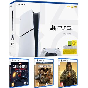 ARDISTEL Consola - Sony PlayStation 5 Slim Standard, 1 TB SSD, mando + 3 Juegos (Spider-Man: Miles Morales Uncharted: Legado ladrones Death Stranding)