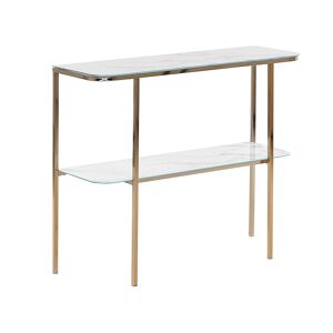 Beliani Consola de vidrio templado blanco dorado 100 x 35 cm