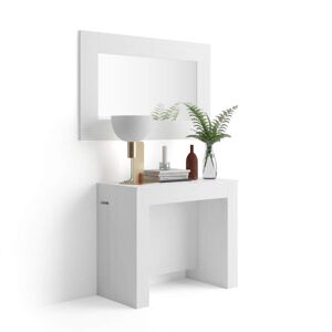 Mobili Fiver Mesa consola extensible Easy, con porta extensiones, 45(305)x 90 cm, color Fresno blanco