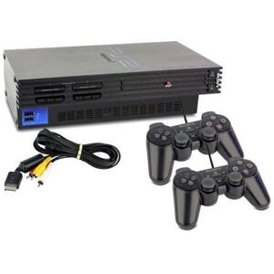 Sony PlayStation 2 Fat   2 ohjainta   musta