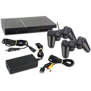 Sony PlayStation 2 Slim   2 ohjainta   musta