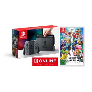 Nintendo Switch + Super Smash Bros. Ultimate + 3 Months Online console de jeux portables 15,8 cm (6.2 ) 32 Go Wifi, Gris - Reconditionné