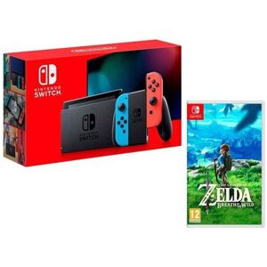 Nintendo Switch Néon 32Go + The Legend of Zelda: Breath of The Wild, Rouge, Bleu - Neuf