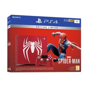 Sony Console PS4 Slim 1To Édition Limitée Rouge Marvel s Spider Man Design + Marvel s Spider Man PlayStation Officiel - Reconditionné - Publicité