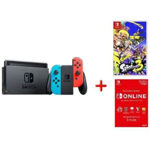 Nintendo Switch Neon OLED + Splatoon 3 + abonnement 3 mois, Rouge, Bleu - Neuf