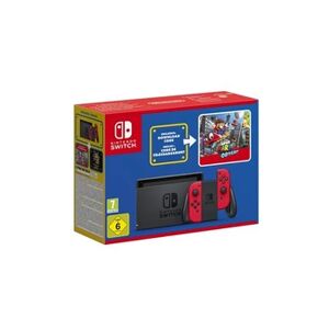 Nintendo Console Switch rouge + Code de téléchargement Super Mario Odyssey  + autocollants Super Mario Bros.  Le film - Publicité