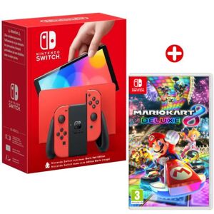 Nintendo Switch OLED Rouge 64 Go & Mario Kart 8 Deluxe - Neuf