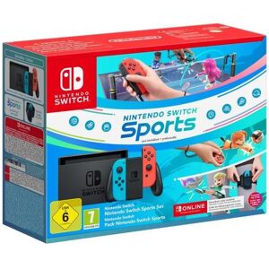 Switch & Nintendo Switch Sports (Pré-installé) + 3 mois d'abonnement NSO (Code), Bleu Néon & Rouge - Reconditionné - Publicité