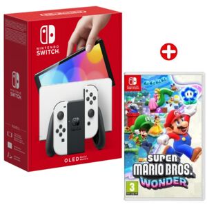 Nintendo Switch OLED Blanche 64 Go & Super Mario Bros Wonder - Neuf