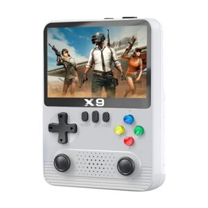 Fiorky Handheld Game X9 Console de Jeu Portable 2000 mAh/6000 mAh Écran IPS 3,5 Pouces Mini Machine de Jeu vidéo avec Carte 32 Go Double Joystick 3D 11 émulateurs pour PSP Cadeau Enfants - Publicité