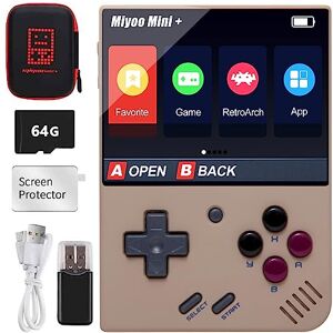 Astarama Miyoo Mini Plus Console de jeu open source rétro Portable avec carte TF de 64 Go, plus de 7 000 jeux classiques intégrés, prise en charge du WiFi (3,5", gris) - Publicité