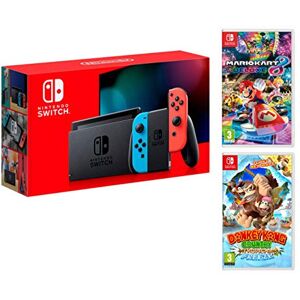 Nintendo Switch Console Rouge/Bleu Néon 32Go Pack + Mario Kart 8 Deluxe + Donkey Kong: Tropical Freeze - Publicité