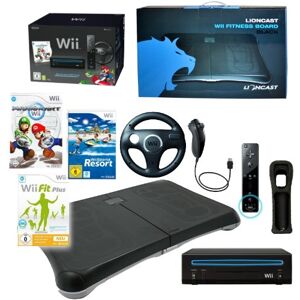 Console Wii Mario Kart avec volant + Balance Board avec jeu Wii Fit Plus (avec plus de 60 exercices), Wii Sports Resort (12 sports), Nintendo Remote Plus et Nunchuk Controller Noir - Publicité