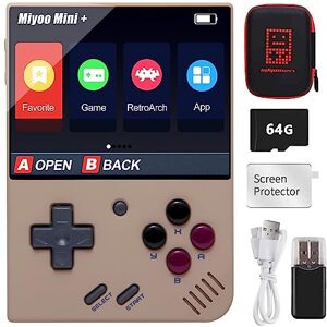 Astarama Miyoo Mini Plus Console de jeu portable avec boîtier rigide, écran IPS rétro de 3,5 ", carte TF 64 Go intégrée, plus de 10 0000 jeux et batterie de 3000 mAh, prise en charge Wi-Fi - Publicité