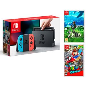 Nintendo Switch console Rouge/Bleu Néon 32Go + Super Mario Odyssey + Zelda: Breath of the wild - Publicité