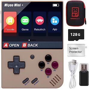 Astarama Miyoo Mini Plus Console de jeu portable avec boîtier rigide, écran IPS rétro de 3,5 ", carte TF 128 Go intégrée, plus de 15 000 jeux et batterie de 3000 mAh, prise en charge Wi-Fi - Publicité