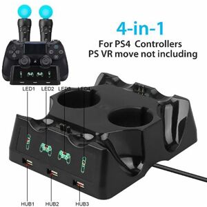 4 en 1 Contrôleur charge Dock YOUKUKE chargeur support Pour PS4 PS déplacer VR PSVR manette de jeux - Noir Noir - Publicité