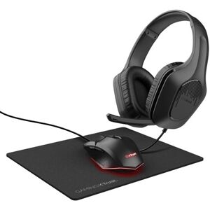 Kit de gaming 3-en-1 Trust GXT 790 Casque gaming + Souris gaming + Tapis de souris Noir Noir - Publicité