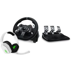 Pack Logitech Volant de course et pédalier G920 Driving Force pour PC/Mac/Xbox One/Xbox Series X/S Noir + Casque gaming Astro A10 V2 Gén 1 Blanc Volant et pédalier noirs ; casque gaming blanc - Publicité