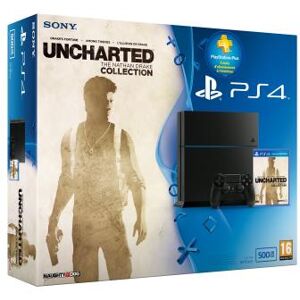 SNY Pack Console Sony PS4 500 Go Noire + Uncharted Collection + Carte PS Plus 90 jours Noir de jais - Publicité