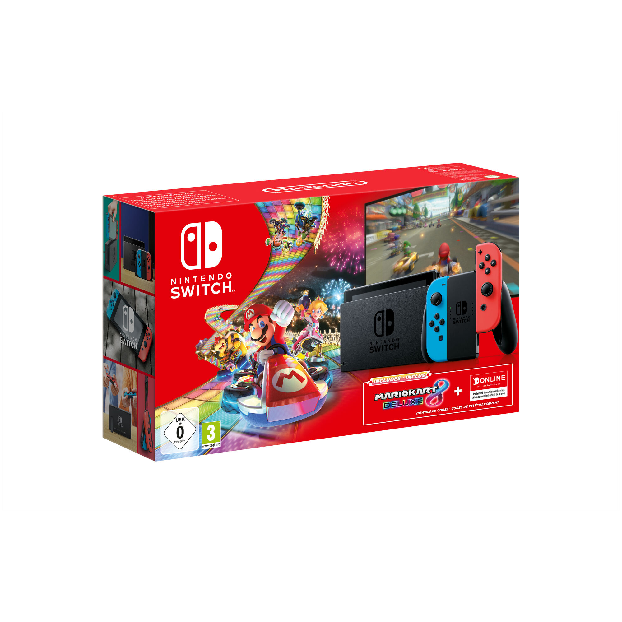 Nintendo Switch & Mario Kart 8 Deluxe et 3 mois d'abonnement NSO- console de jeux portables 15,8 cm (6.2 ) 32 Go Écran tactile Wifi Noir, Bleu, Rouge - Reconditionné