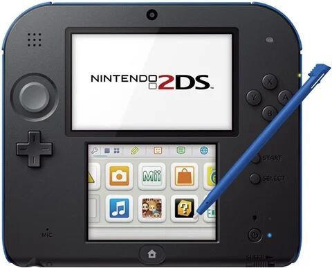 Refurbished: Nintendo 2DS Console, Black/Blue, Unboxed