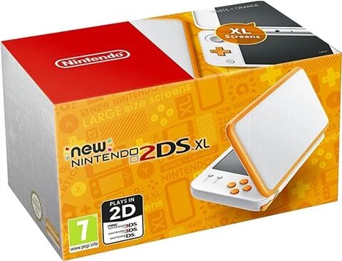 Refurbished: NEW 2DS XL W/ AC Adapter, White & Orange, Boxed