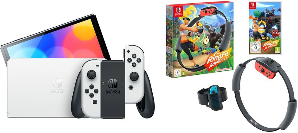 NINTENDO Switch OLED White &amp; Ring Fit Adventure Bundle, White