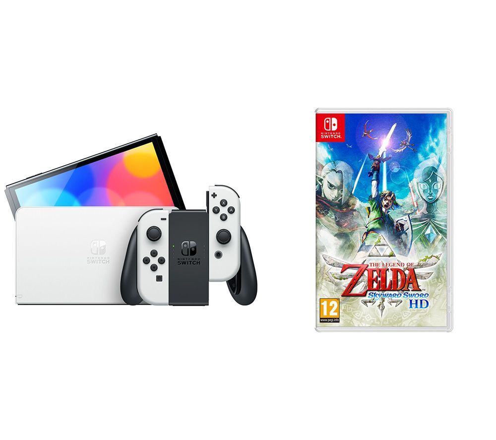 NINTENDO Switch OLED White &amp; The Legend of Zelda: Skyward Sword HD Bundle, White