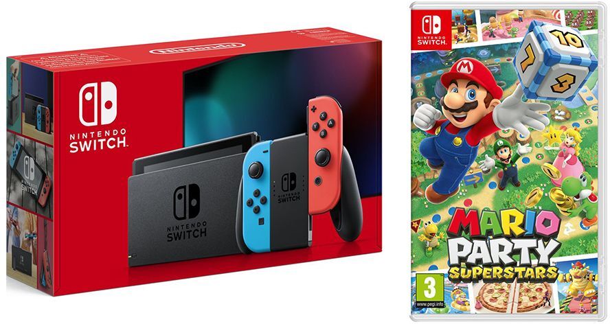 NINTENDO Switch Neon &amp; Mario Party Superstars Bundle, Neon