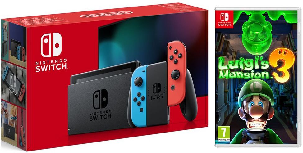 NINTENDO Switch Neon &amp; Luigi's Mansion 3 Bundle, Neon