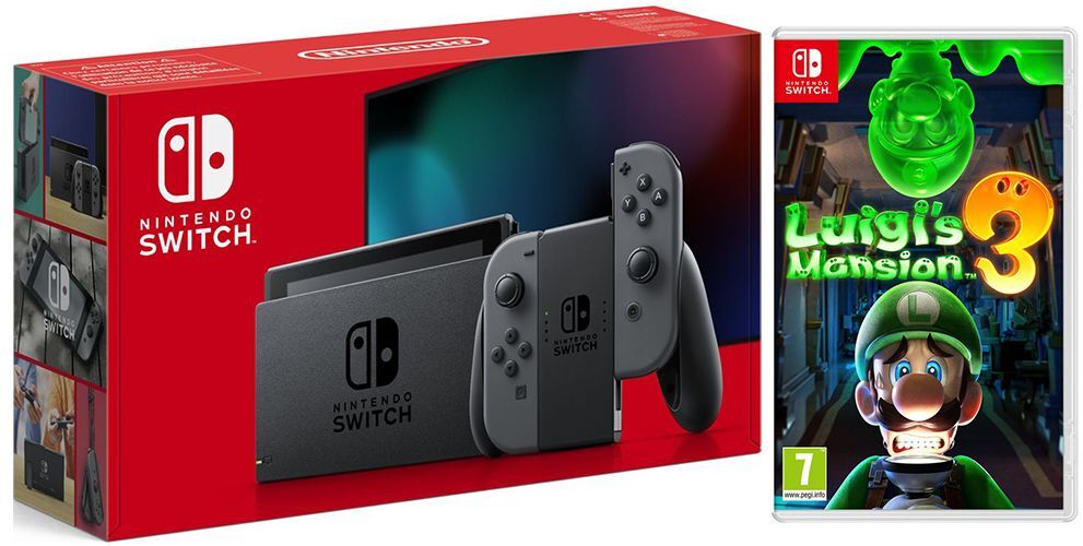 NINTENDO Switch Grey &amp; Luigi's Mansion 3 Bundle, Grey