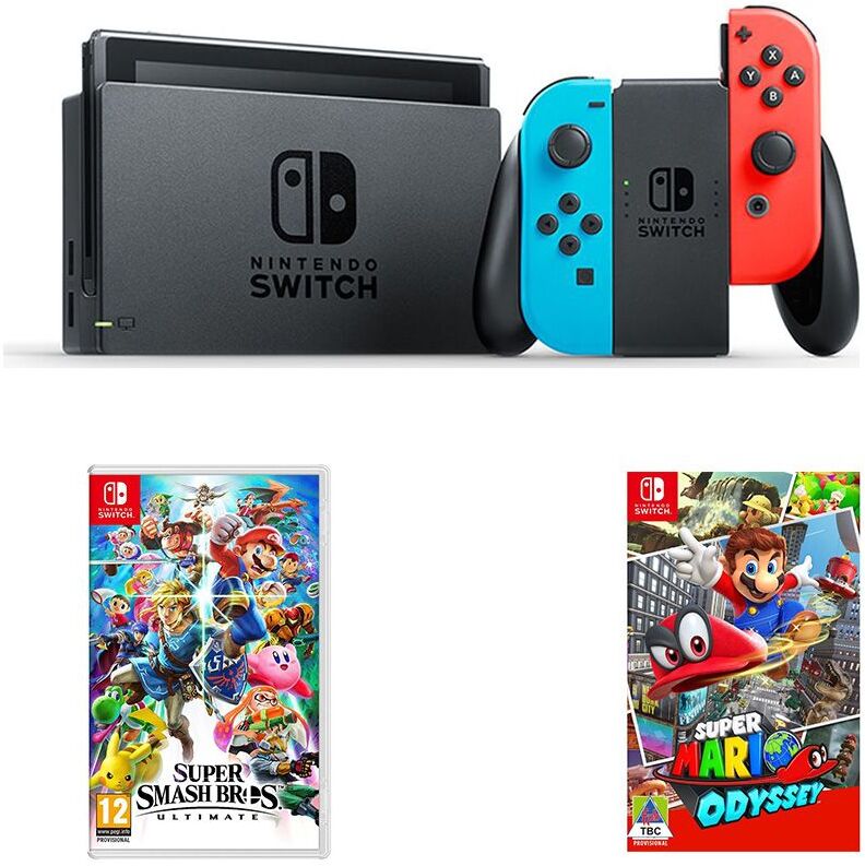 NINTENDO Switch, Super Smash Bros. Ultimate &amp; Super Mario Odyssey Bundle