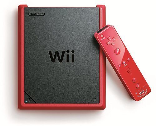 Nintendo Wii Mini   Nunchuck   Controllo remoto   rosso/nero
