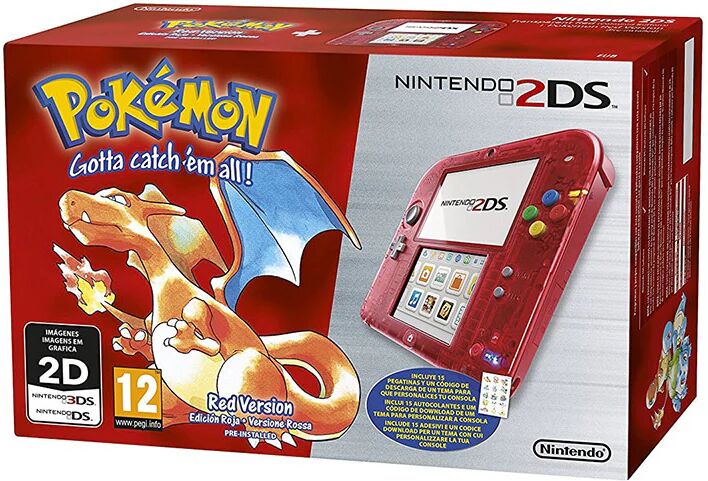 Nintendo 2DS Special Edition: Pokémon Red Version console da gioco portatile Rosso, Trasparente 8,97 cm (3.53) Touch screen Wi-Fi