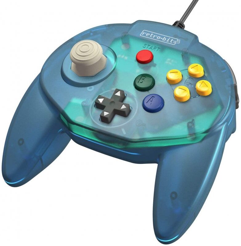 Retro-bit tribute 64 gamepad usb para nintendo64 azul