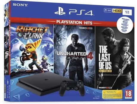 Sony Consola PS4 Slim + Ratchet & Clank + The Last of Us + Uncharted 4 (1TB)
