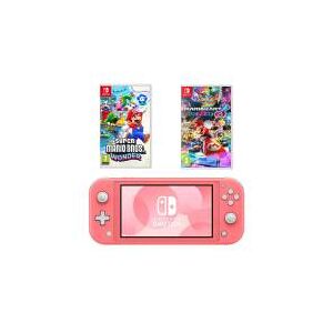 Nintendo Switch Lite Coral + Mario Kart/Wonder Bundle