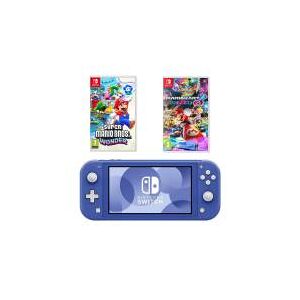 Nintendo Switch Lite Blue + Mario Kart/Wonder Bundle