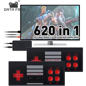 DATA FROG 8 Bit Game Stick Retro Video Game Console Built-in 620 Classic Games Wireless Dual Player Mini Remote Joystick  AV Out