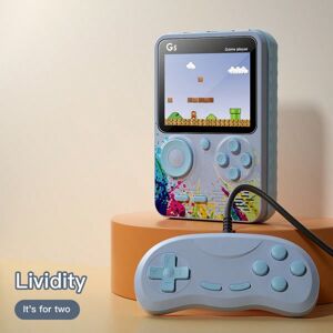 SHEIN G5 Macaron Handheld Game Console Mini Arcade With 500 Games, Hd Screen, Rechargeable Gray cyan doubles one-size