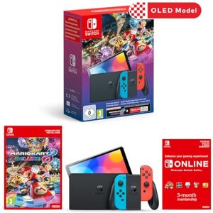 Nintendo Switch OLED Neon + Mario Kart 8 Deluxe Bundle + NSO