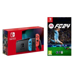 NINTENDO Switch (Red & Blue) & EA Sports FC 24 Bundle, Red,Blue
