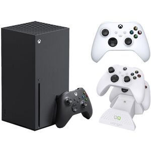 Microsoft Xbox Series X, Additional White Controller & VS2871 Xbox Series X/S & Xbox One Twin Docking Station (White) Bundle, Black