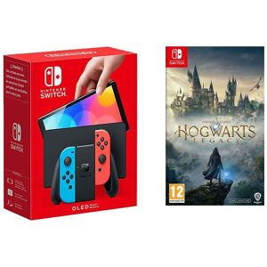 Nintendo Switch OLED Neon & Hogwarts Legacy Bundle, Red,Blue