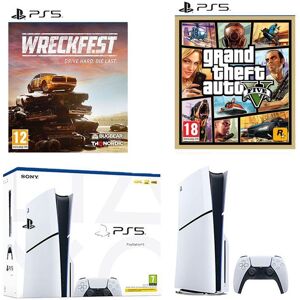 Sony PlayStation 5 Model Group (Slim), Grand Theft Auto V & Wreckfest Bundle, White