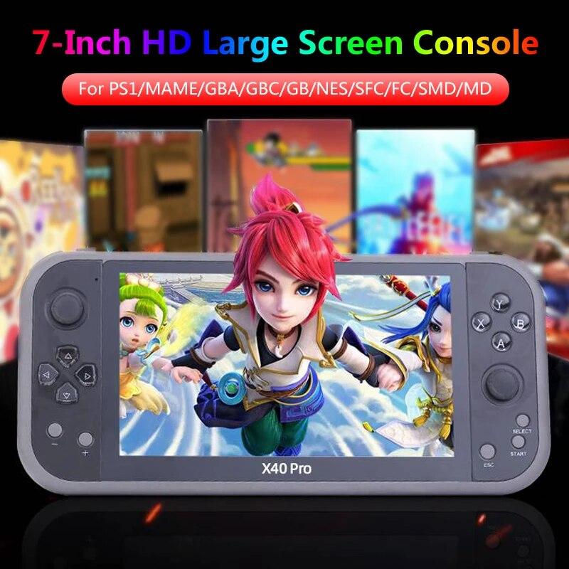Electronic happiness X40 Pro Retro Portable Game Players 7 Inch Large Screen Support Wireless Controller Game Console PSP Arcade Video 10000 Games