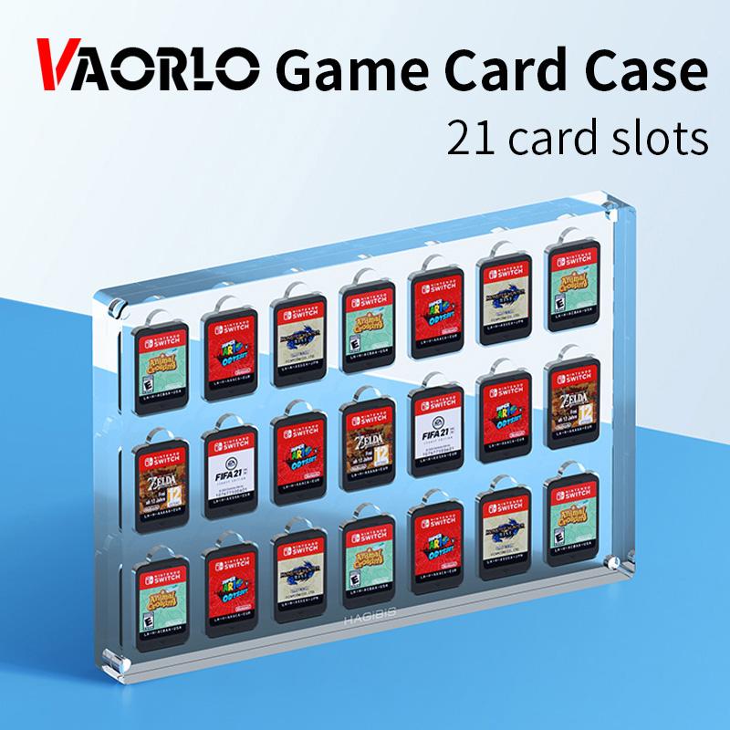 VAORLO Nintendo Switch Clear Game Card Case 21 Card Slots Protective Shockproof Acrylic Game Storage Box for NS Lite/Oled Switch Accessories